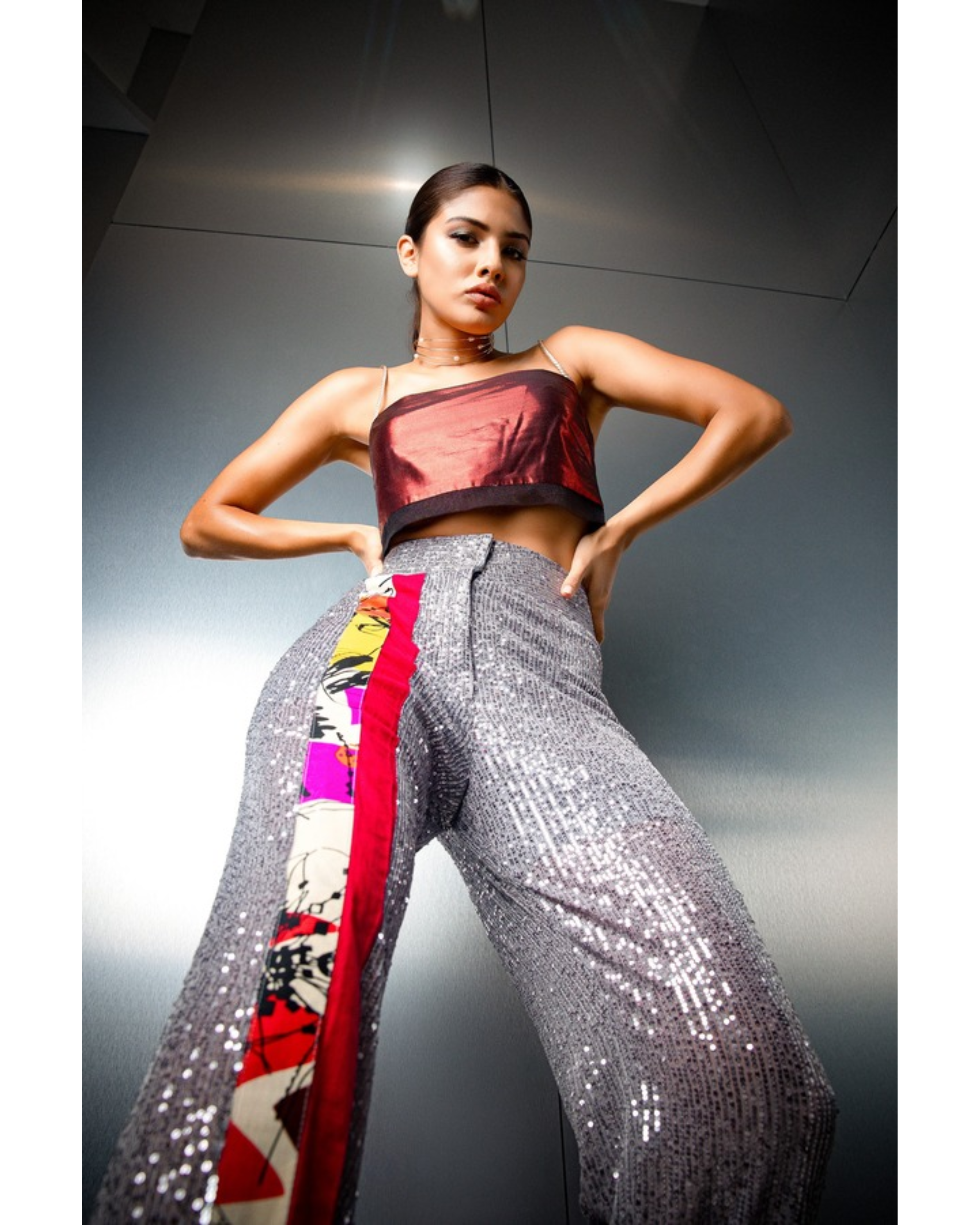 Ubicko Stripped Sequin Pants - Endless - UAE Rental and Resale for Women's Fashion