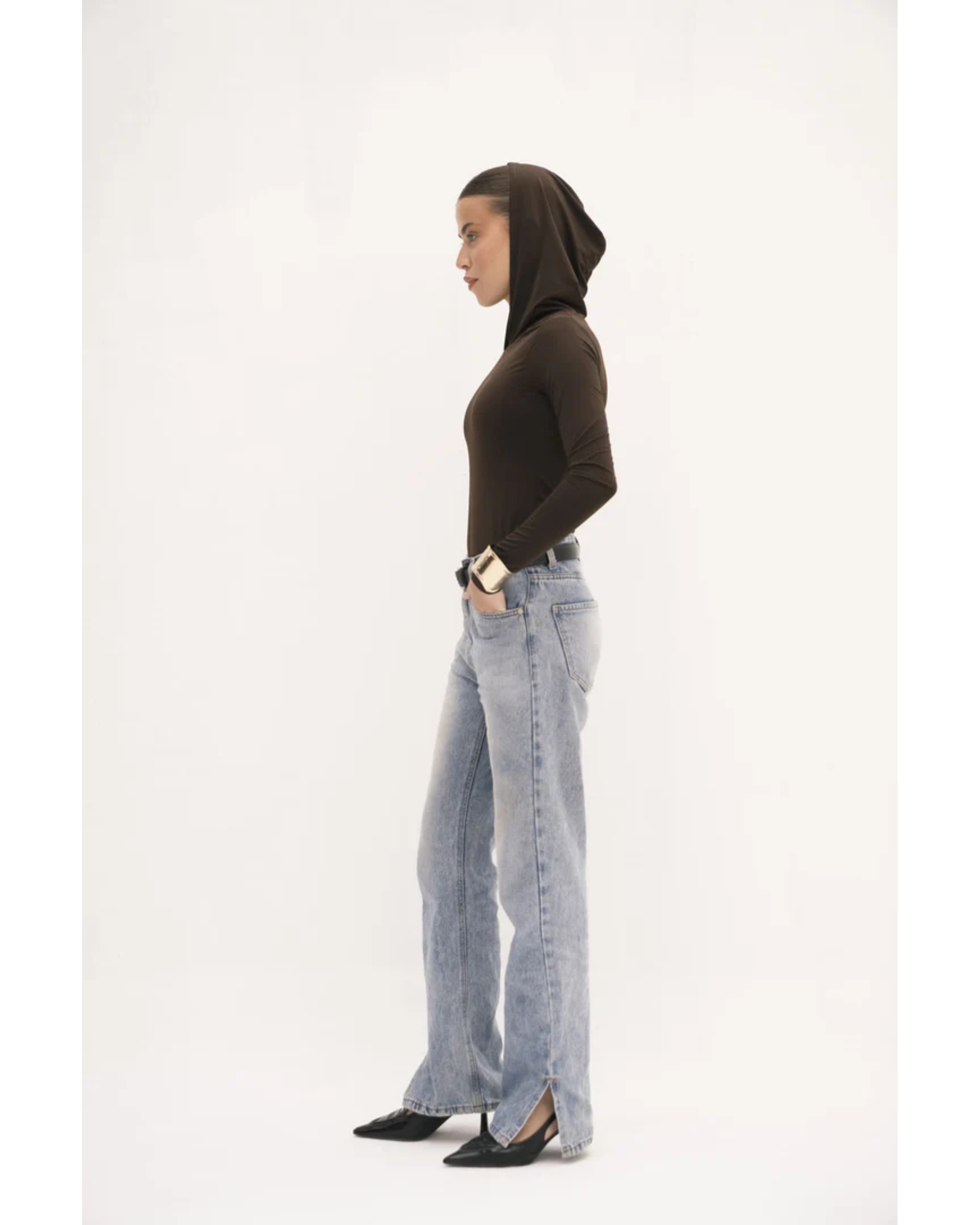 Urban Drape Hooded Long-Sleeve Top - Endless - UAE Rental and Resale for Women's Fashion