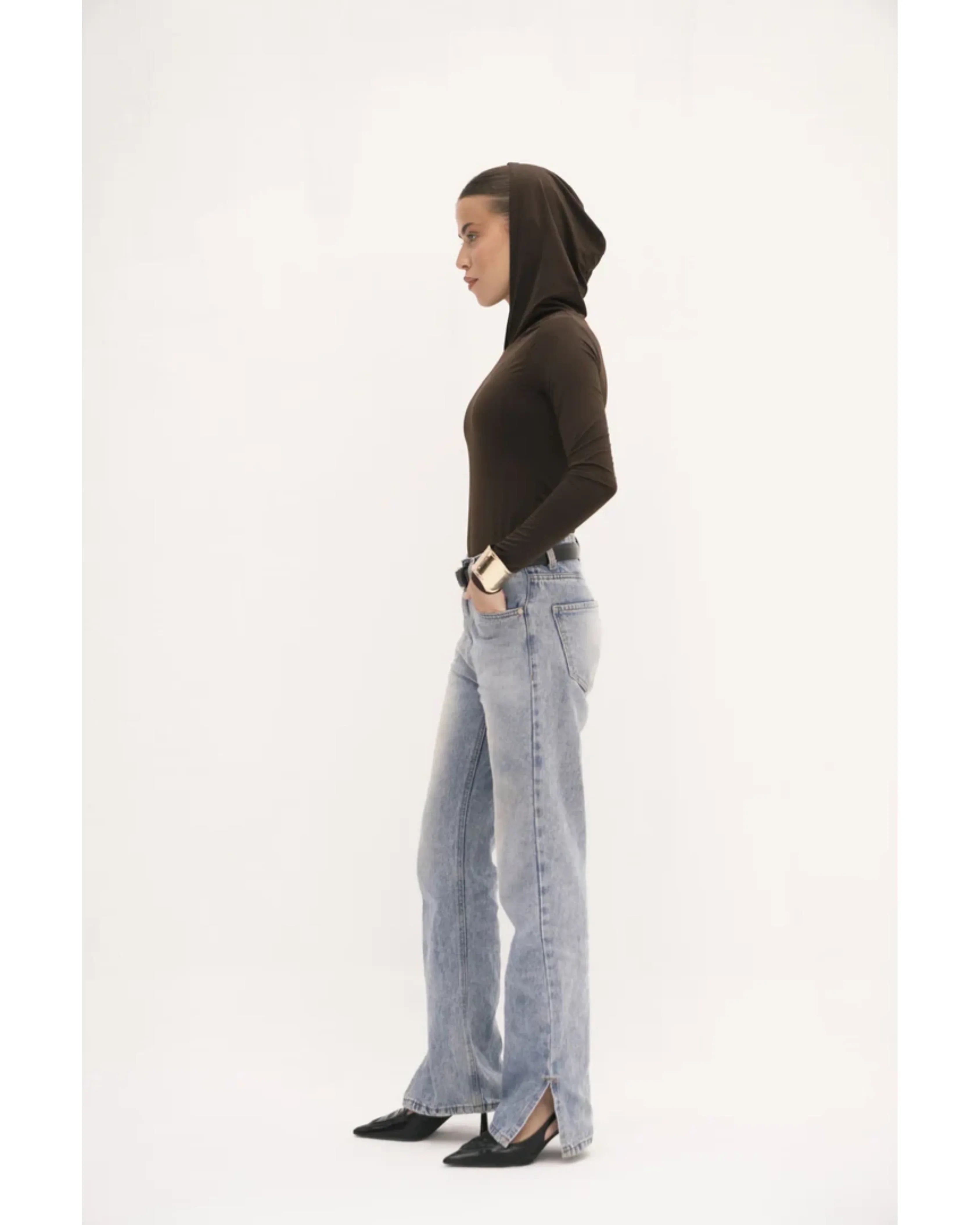 Urban Drape Hooded Long-Sleeve Top - Endless - UAE Rental and Resale for Women's Fashion