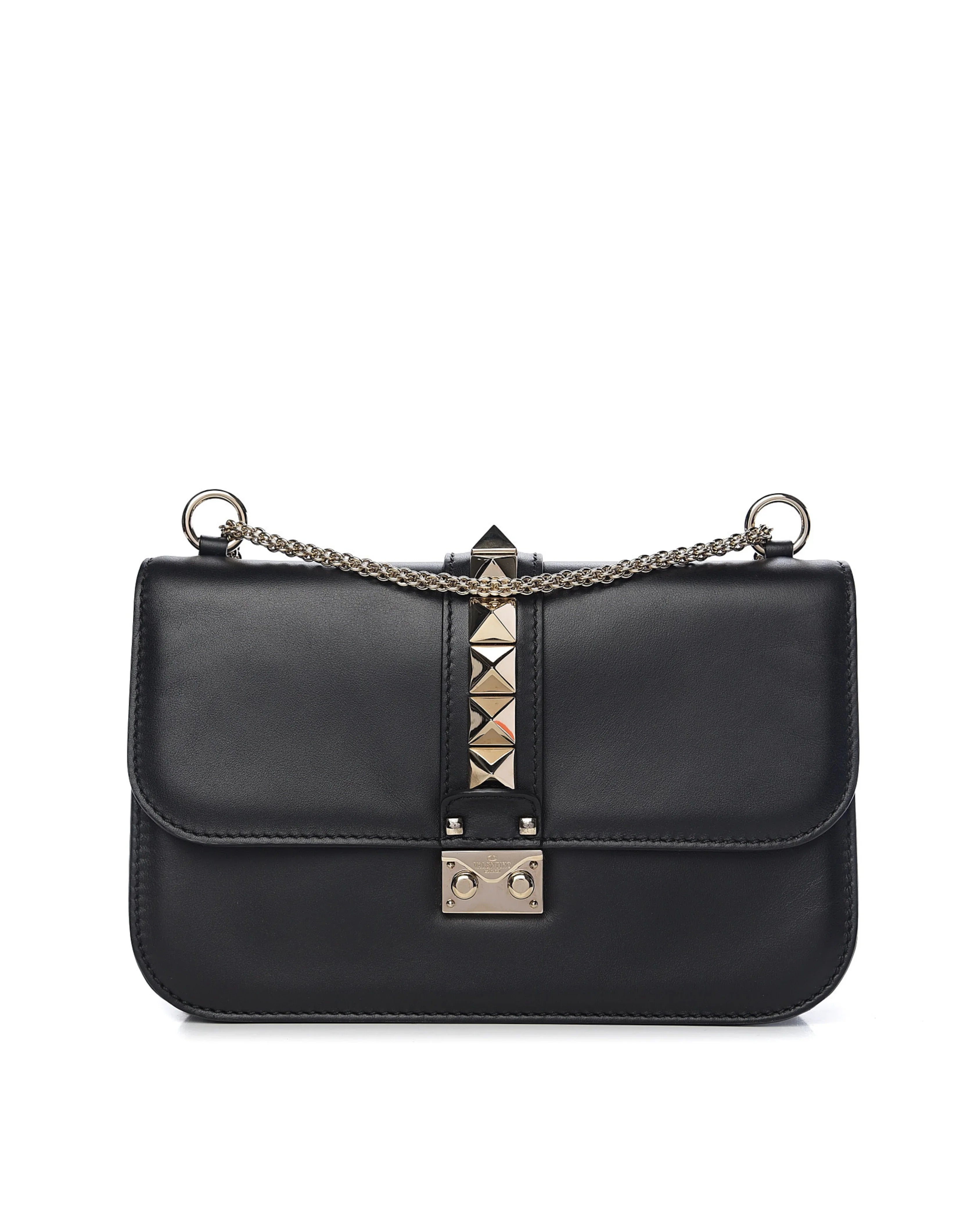 Vitello Medium Glam Lock Rockstud Flap Black - Endless - UAE Rental and Resale for Women's Fashion