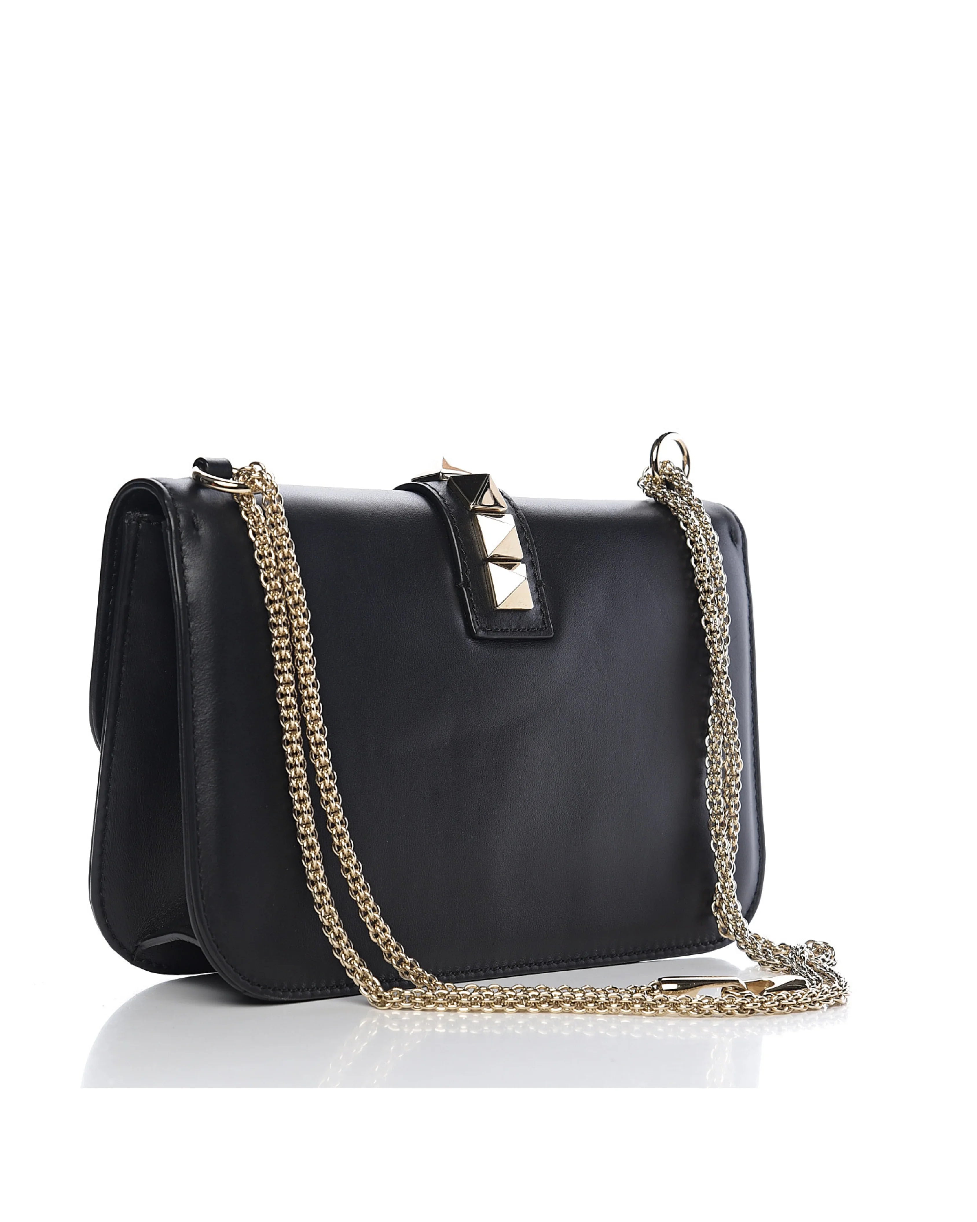 Vitello Medium Glam Lock Rockstud Flap Black - Endless - UAE Rental and Resale for Women's Fashion