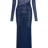 Nash Diamante Off Shoulder Maxi Dress - Navy
