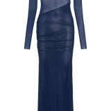 Nash Diamante Off Shoulder Maxi Dress - Navy