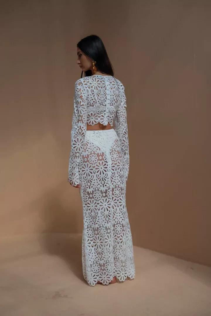 White Crochet Co-ord Set - Endless - UAE Rental and Resale for Women's Fashion