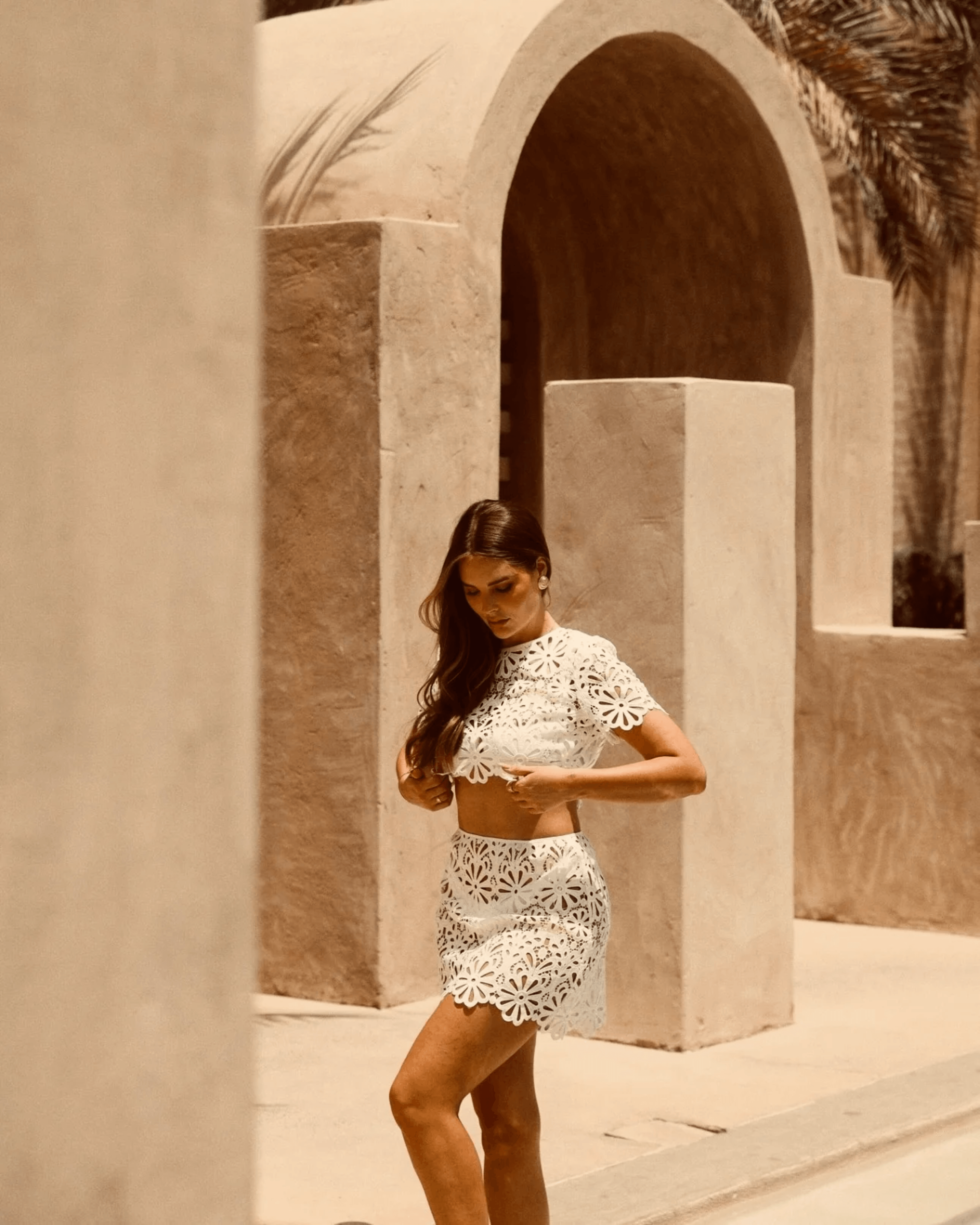 White Floral Mini Skirt - Endless - UAE Rental and Resale for Women's Fashion