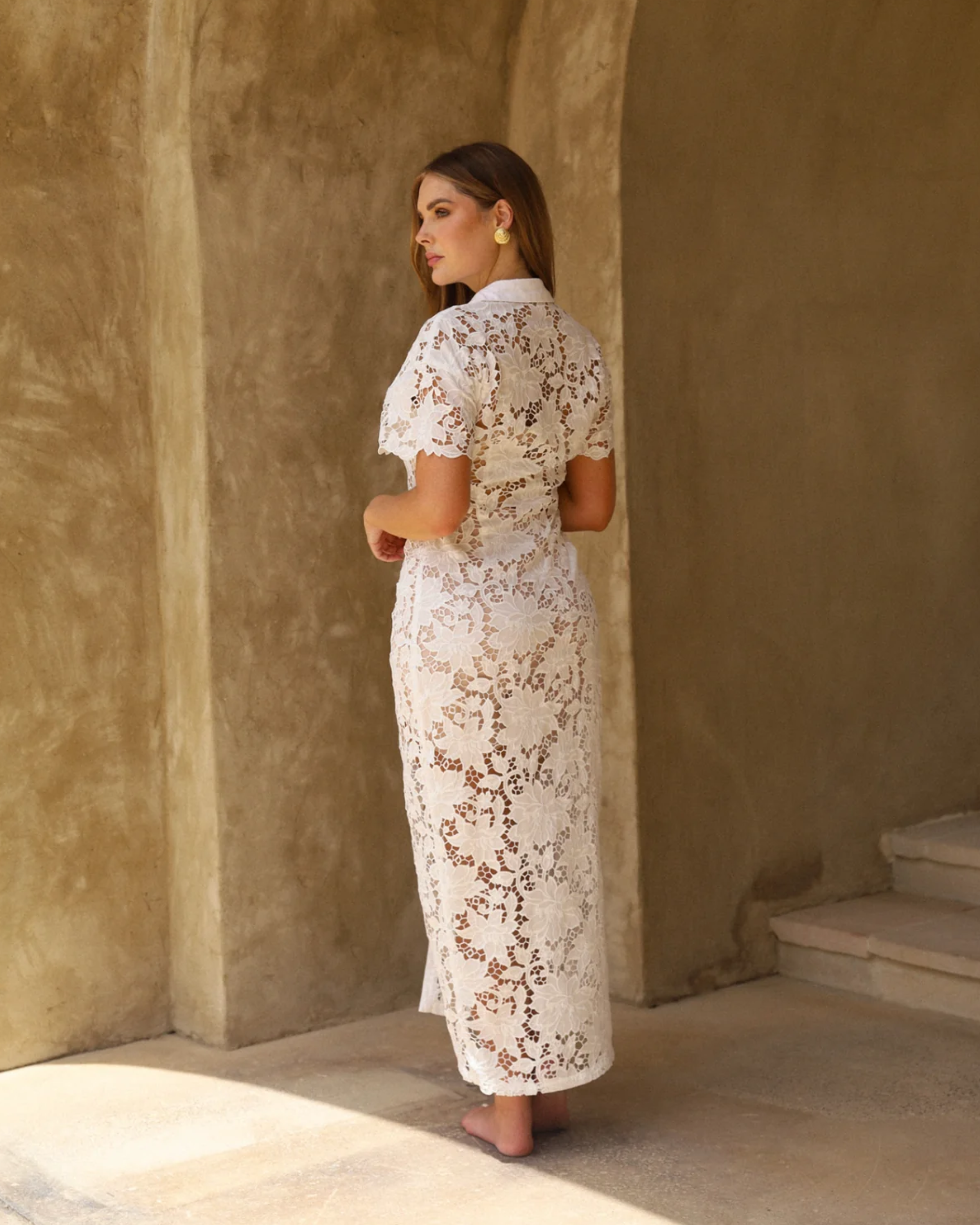 White Laser Cut Midi Dress - Endless - UAE Rental and Resale for Women's Fashion