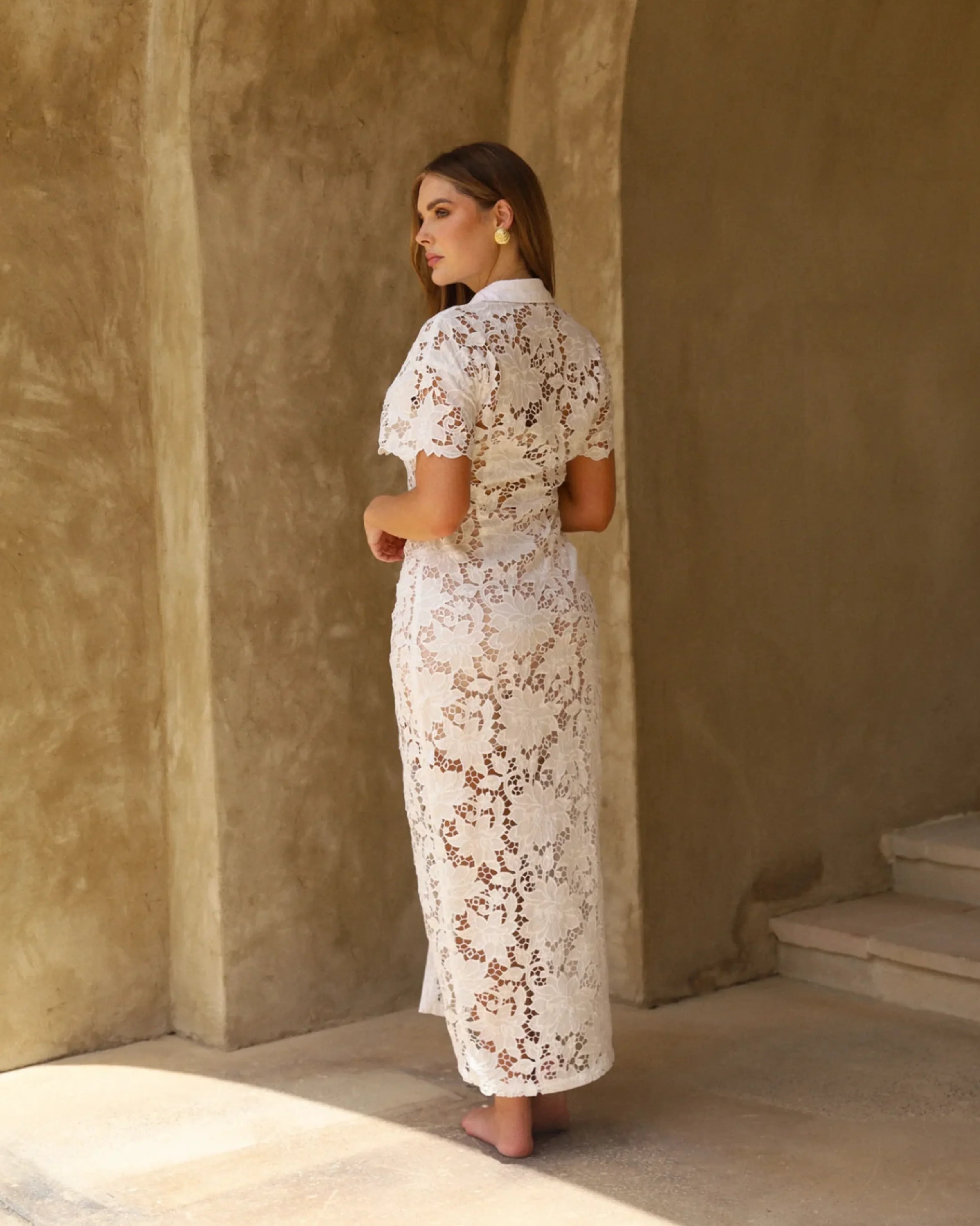 White Laser Cut Midi Dress - Endless - UAE Rental and Resale for Women's Fashion