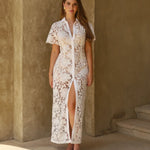 White Laser Cut Midi Dress - Endless - UAE Rental and Resale for Women's Fashion
