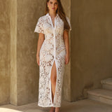 White Laser Cut Midi Dress - Endless - UAE Rental and Resale for Women's Fashion