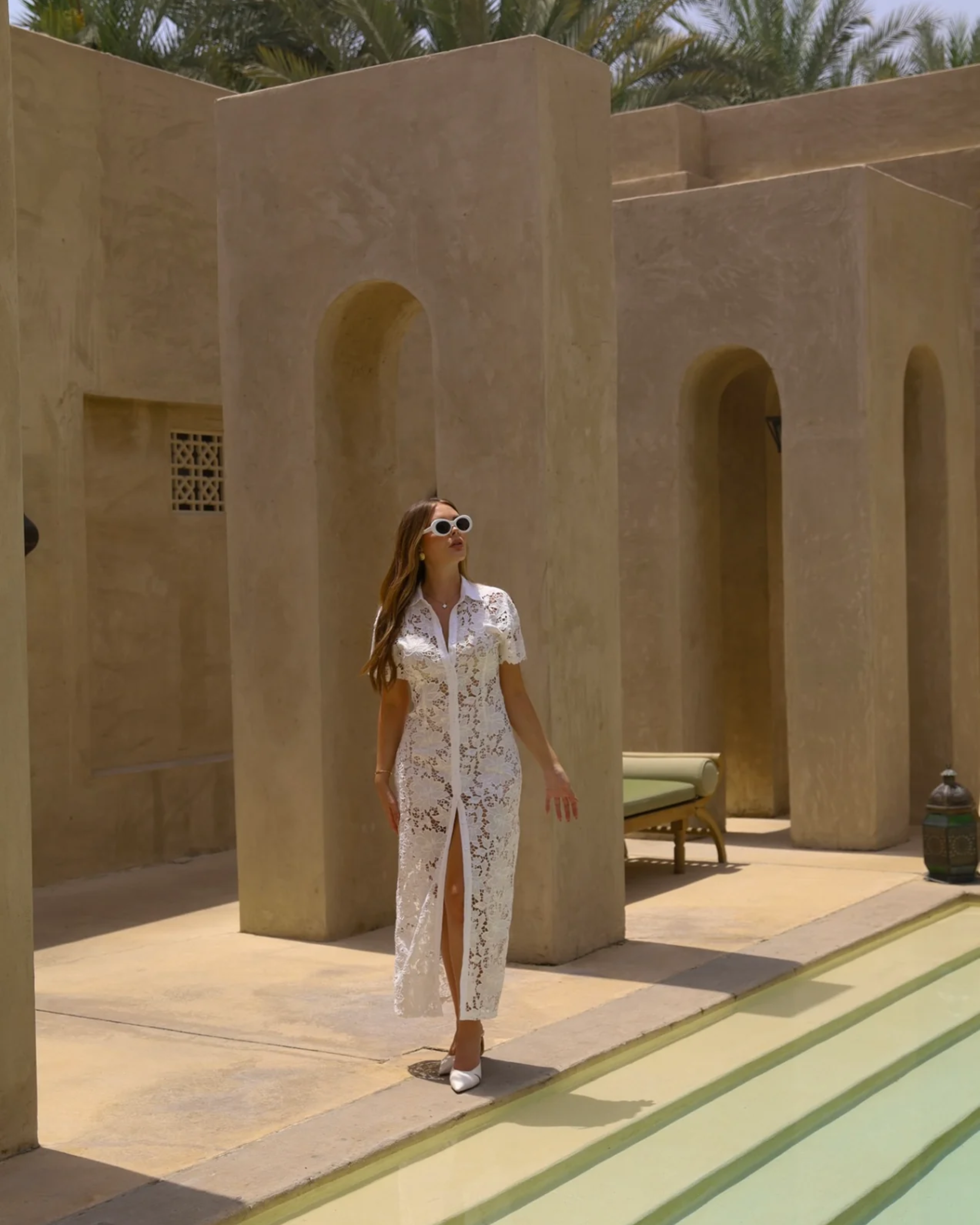 White Laser Cut Midi Dress - Endless - UAE Rental and Resale for Women's Fashion