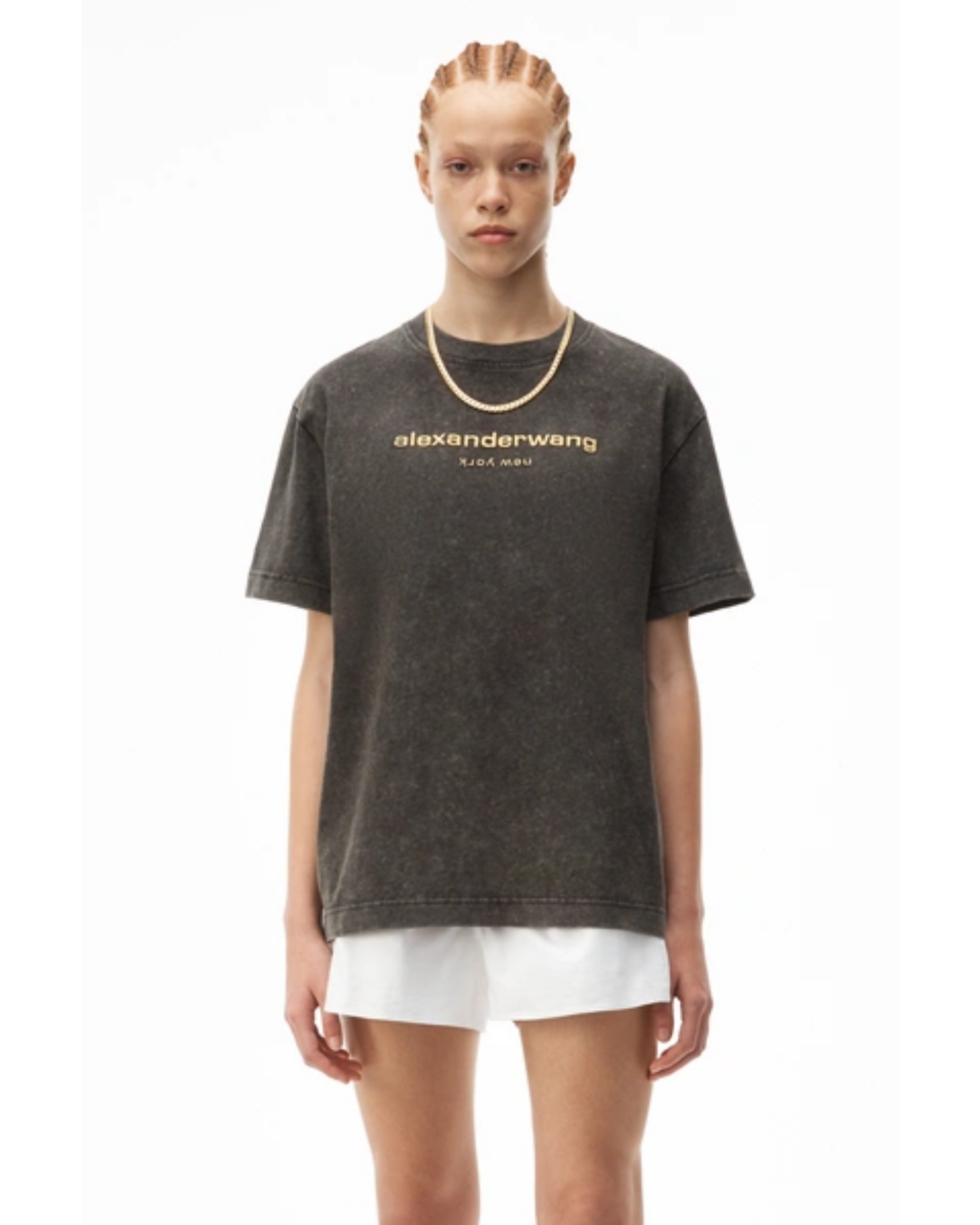 Women's Acid Wash Embroidered T-shirt - Endless - UAE Rental and Resale for Women's Fashion