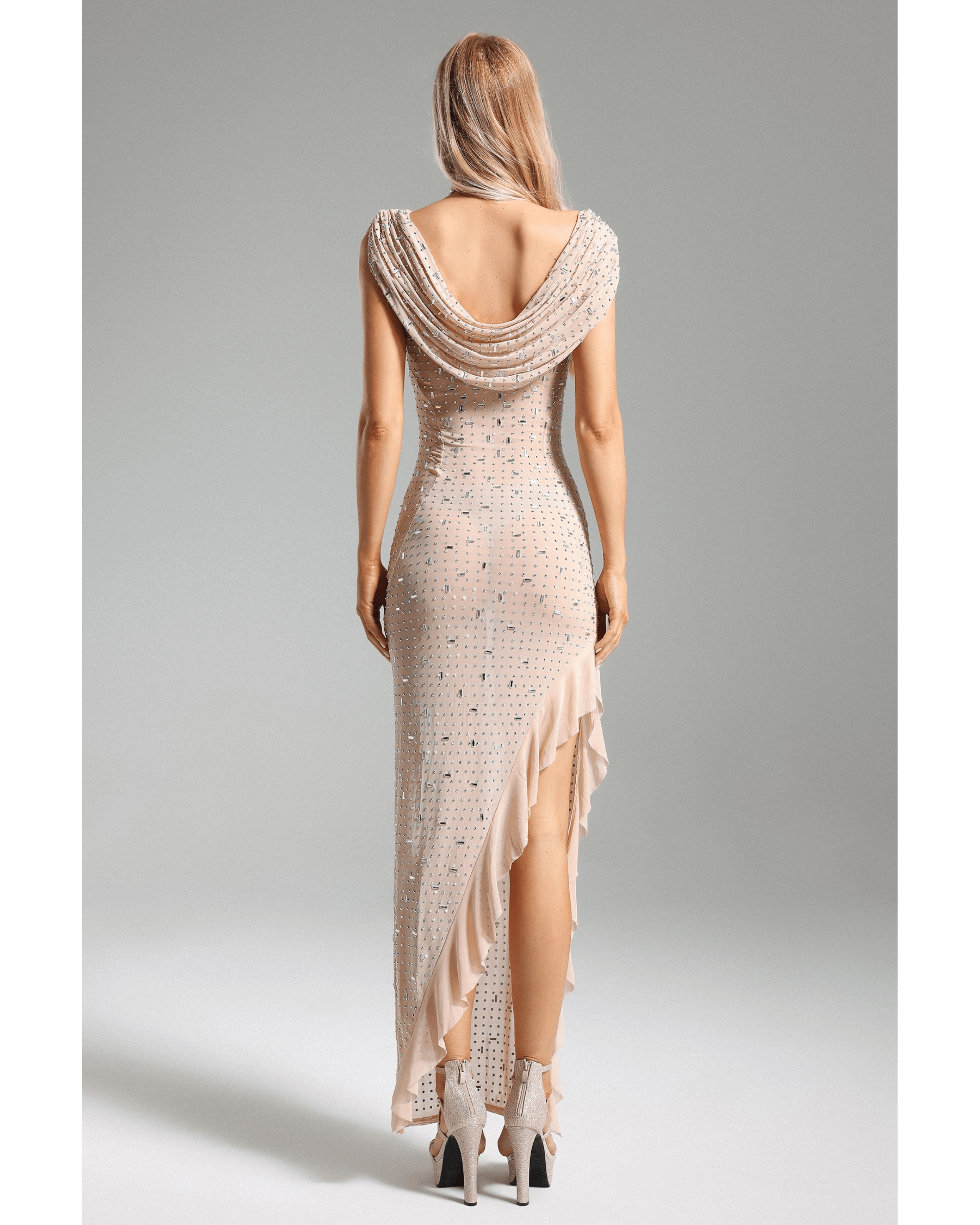 Xacier Diamante Mesh Slit Dress - Endless - UAE Rental and Resale for Women's Fashion