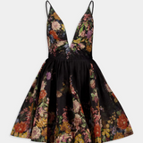 Pavilion V-Neck Black Mini Dress