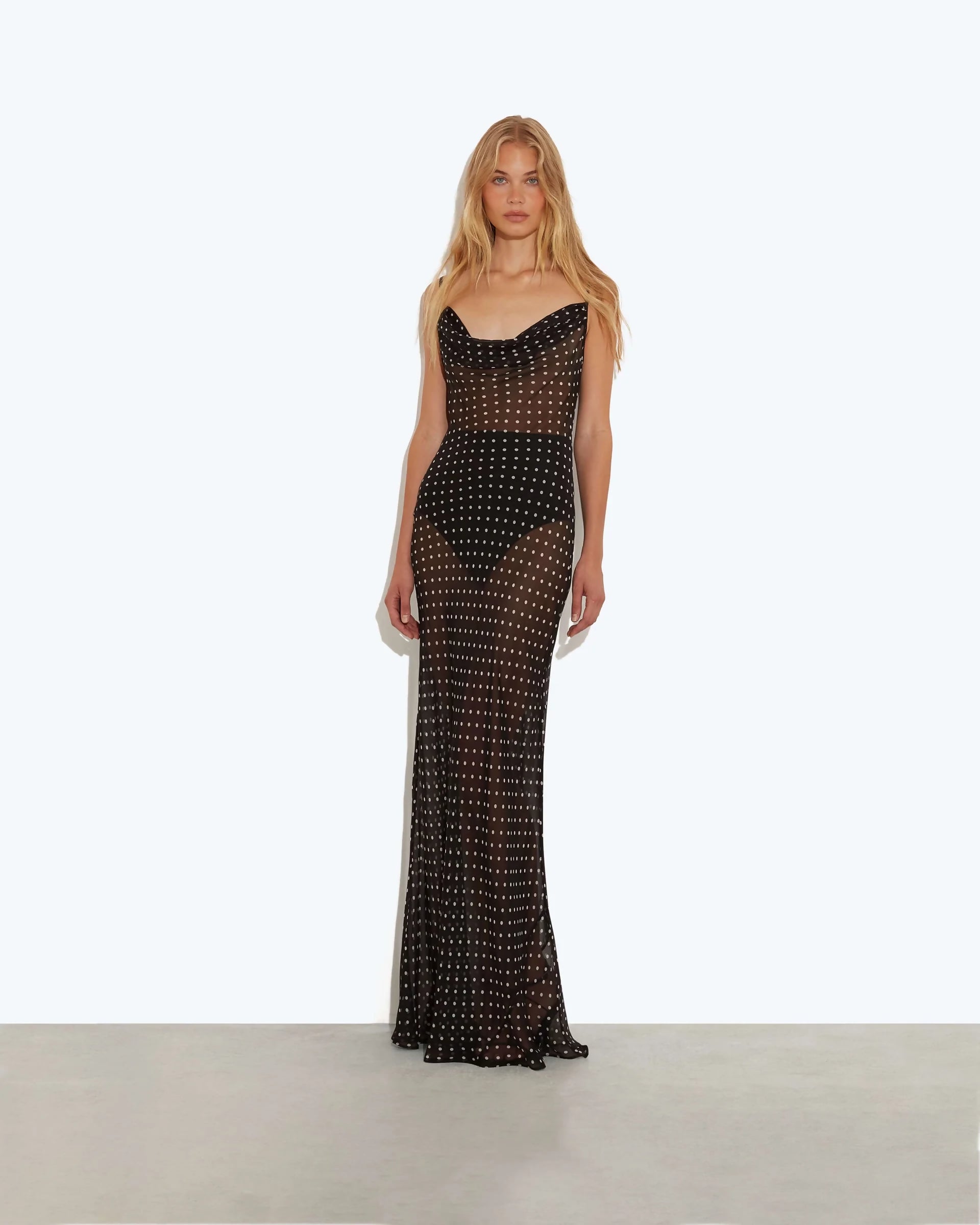 Sheer Polka Dot Maxi Dress – Endless