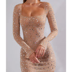 Zeta Sheer Embellished Long Sleeve A-Line Mini Dress - Endless - UAE Rental and Resale for Women's Fashion