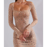 Zeta Sheer Embellished Long Sleeve A-Line Mini Dress - Endless - UAE Rental and Resale for Women's Fashion