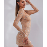 Zeta Sheer Embellished Long Sleeve A-Line Mini Dress - Endless - UAE Rental and Resale for Women's Fashion