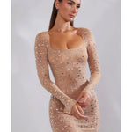 Zeta Sheer Embellished Long Sleeve A-Line Mini Dress - Endless - UAE Rental and Resale for Women's Fashion
