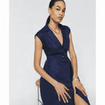 Zienna Navy Linen Midi Dress - Endless - UAE Rental and Resale for Women's Fashion