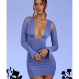 Zurich Low Plunge Ruched Mini Dress - Endless - UAE Rental and Resale for Women's Fashion