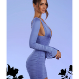Zurich Low Plunge Ruched Mini Dress - Endless - UAE Rental and Resale for Women's Fashion