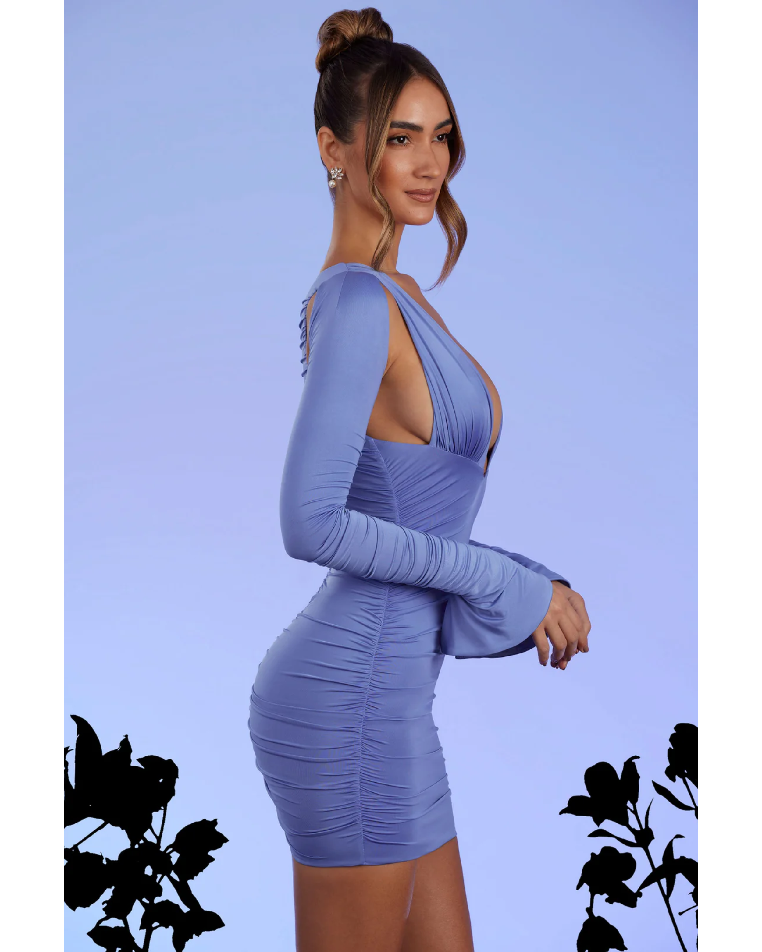 Zurich Low Plunge Ruched Mini Dress - Endless - UAE Rental and Resale for Women's Fashion