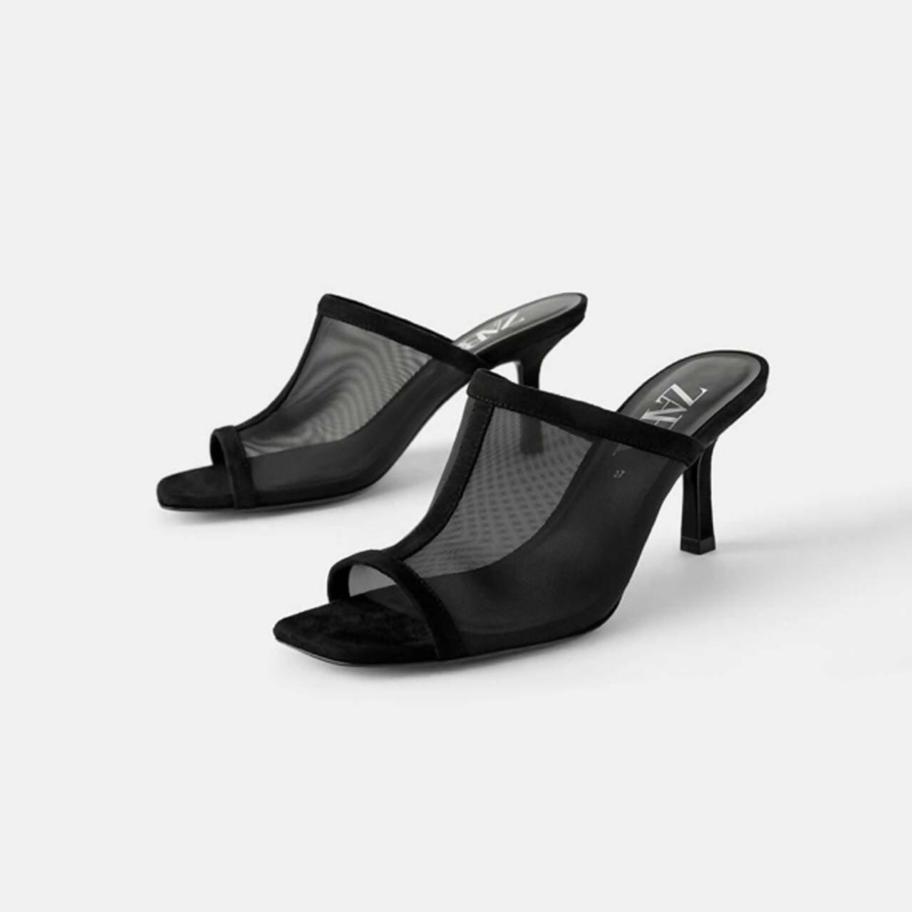 Black 2025 mesh mules