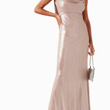 Draped Cowl Maxi Dress in Metallic-jersey - Endless - UAE Rental and Resale for Women's Fashion
