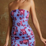 Kadriye Bandeau Mini Dress In Periwinkle Print - Endless - UAE Rental and Resale for Women's Fashion
