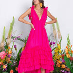 Maggie Dress in Cotton Silk Fuschia - Endless - UAE Rental and Resale for Women's Fashion