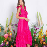 Maggie Dress in Cotton Silk Fuschia - Endless - UAE Rental and Resale for Women's Fashion