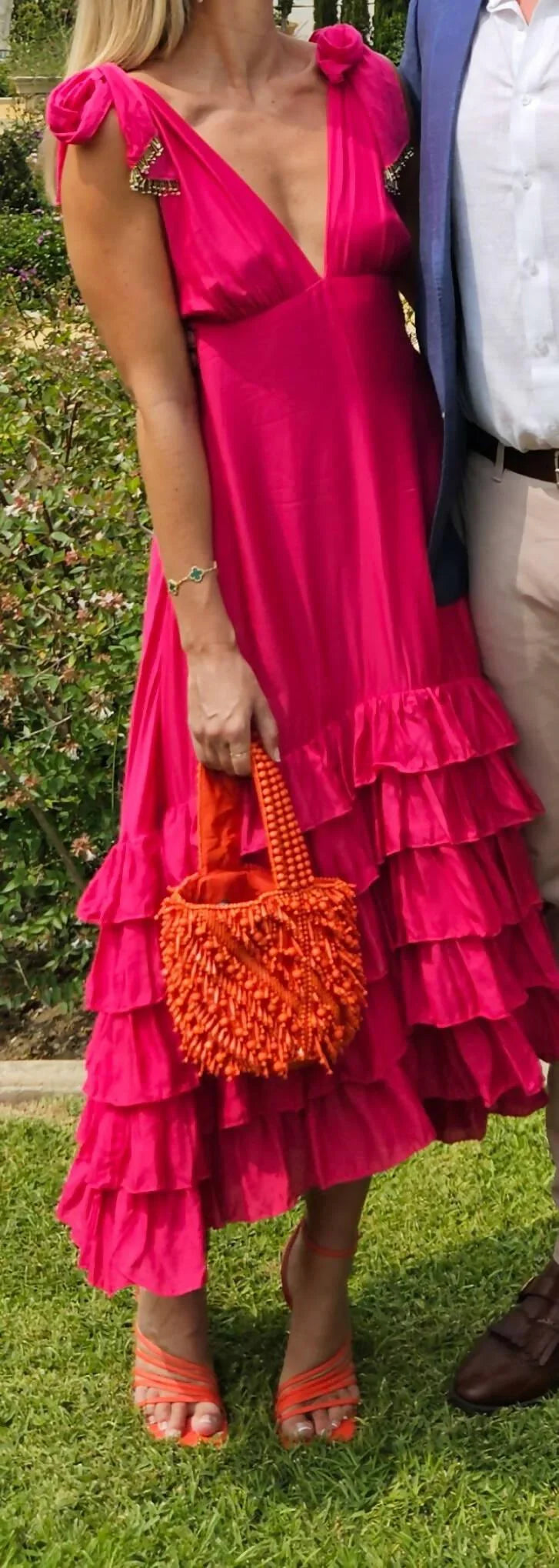 Maggie Dress in Cotton Silk Fuschia - Endless - UAE Rental and Resale for Women's Fashion