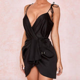 Satin Wrap Mini Dress - Endless - UAE Rental and Resale for Women's Fashion