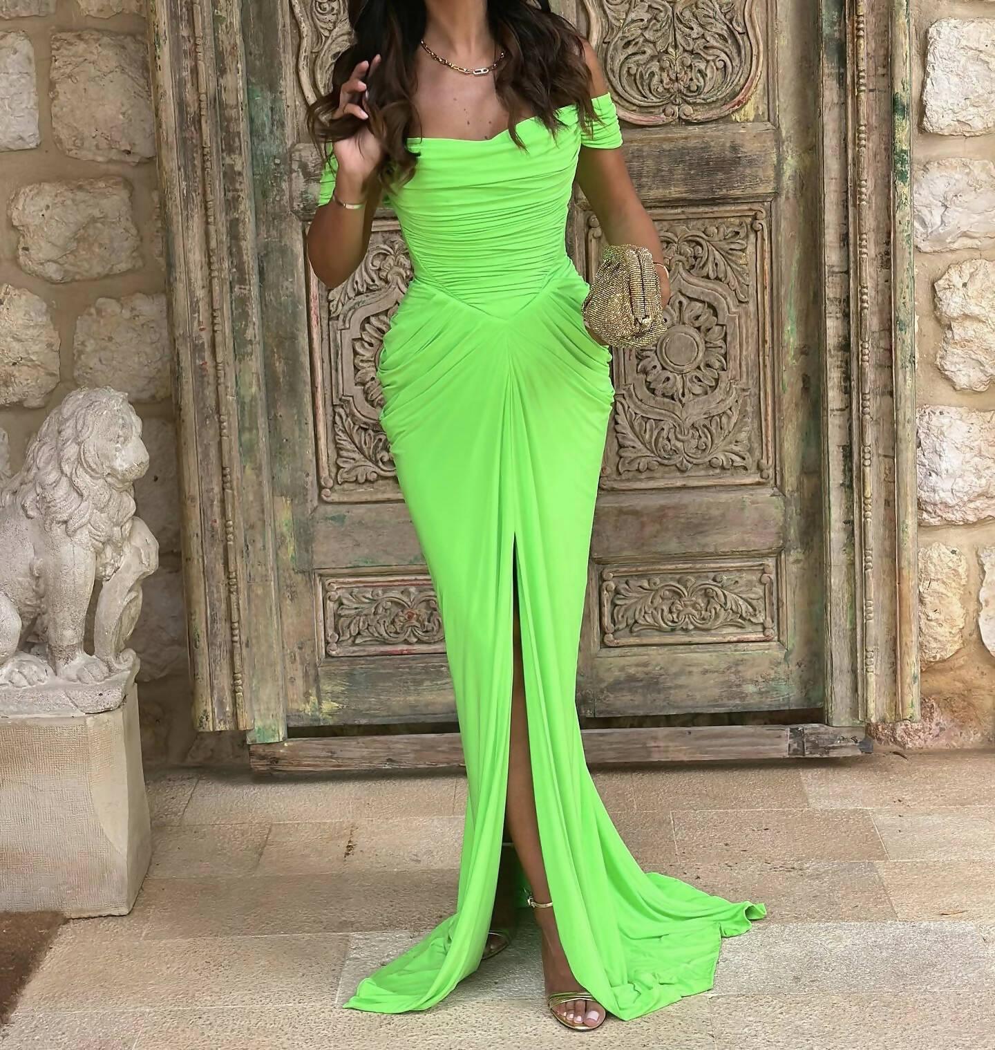 Vibrant Green Evening Gown Dress - Endless - UAE Rental and Resale for Women's Fashion