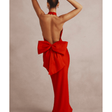 Ilaria Red Bow Halter Dress