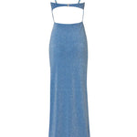 Blue sparkly cutout maxi dress with thin straps and front detail — Baobab | Endless UAE