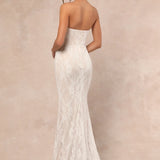 Valeria White Lace Strapless Bustier Maxi Dress