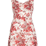 Esther red and white floral-print mini dress with adjustable tie straps and sweetheart neckline — Reformation | Endless UAE