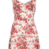 Esther red and white floral-print mini dress with adjustable tie straps and sweetheart neckline — Reformation | Endless UAE