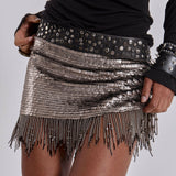 Leva Sequin Beaded Mini Skirt