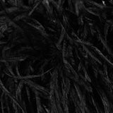 Black feather-trimmed devore dress with high neckline on model — Taller Marmo | Endless UAE
