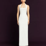 Elegant white halter neck maxi dress with square neckline and fitted silhouette — Solace London | Endless UAE