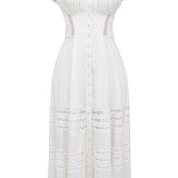 Eviana Ivory Real Silk Puff Sleeve Dress