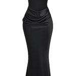 Persephone black strapless corset dress with ruched skirt — House of CB | Endless UAE