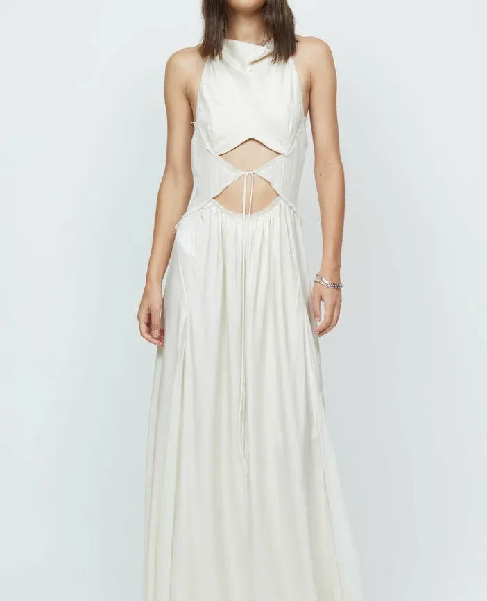 Ivory sleeveless maxi dress with cutout waist detail and gathered skirt — Bec & Bridge | Endless UAE