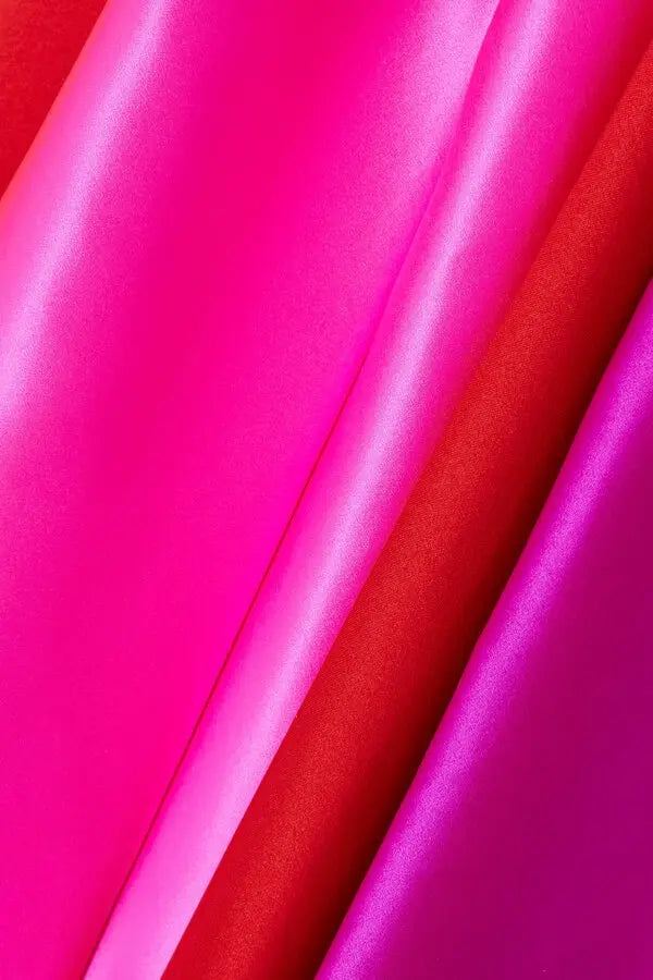 Red and magenta silk satin midi dress with matching accessories — Halpern | Endless UAE