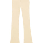 Cream ribbed knit flare pants with high waist and fitted silhouette — Courrēges | Endless UAE