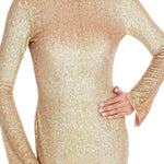 Gold embellished full sleeve maxi dress on model — ILTA | Endless UAE