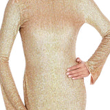 Gold embellished full sleeve maxi dress on model — ILTA | Endless UAE