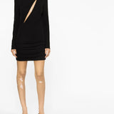 Black cut-out long sleeve dress with diagonal chest opening — Versace | Endless UAE